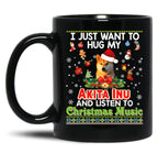 I Just Want To Hug My Akita Inu Dog Black Coffee Mug