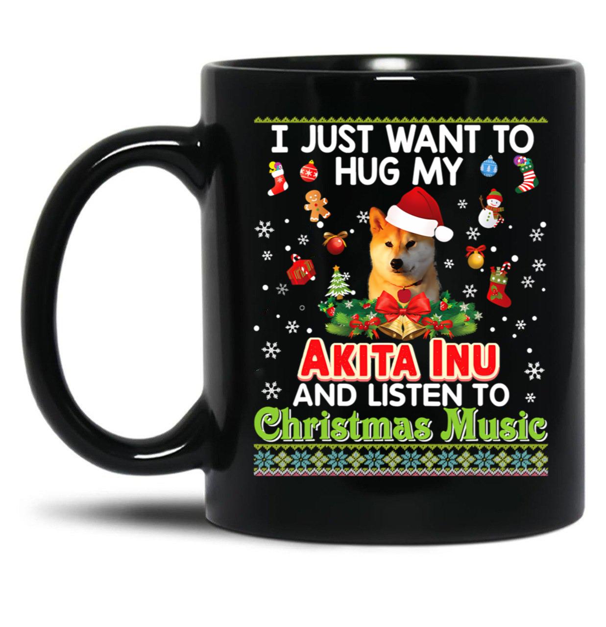 I Just Want To Hug My Akita Inu Dog Black Gift Coffee Mug