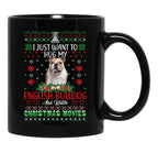 I Just Want To Hug My English Bulldog Dog Christmas Sweat Black Gift Coffee Mug - Black
