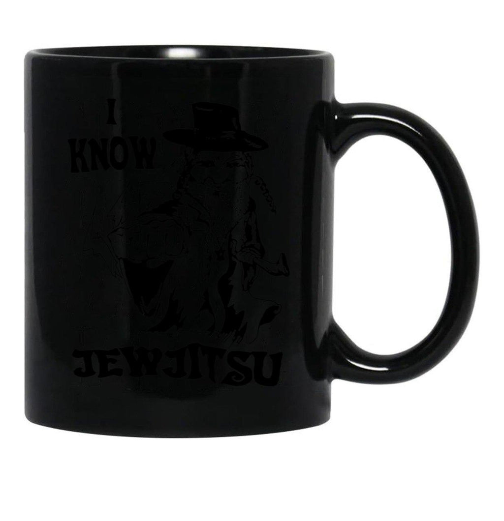 I Know Jew Jitsu Funny Gift Jews Rabbi Black Coffee Mug, Gift Coffee Mug - Black