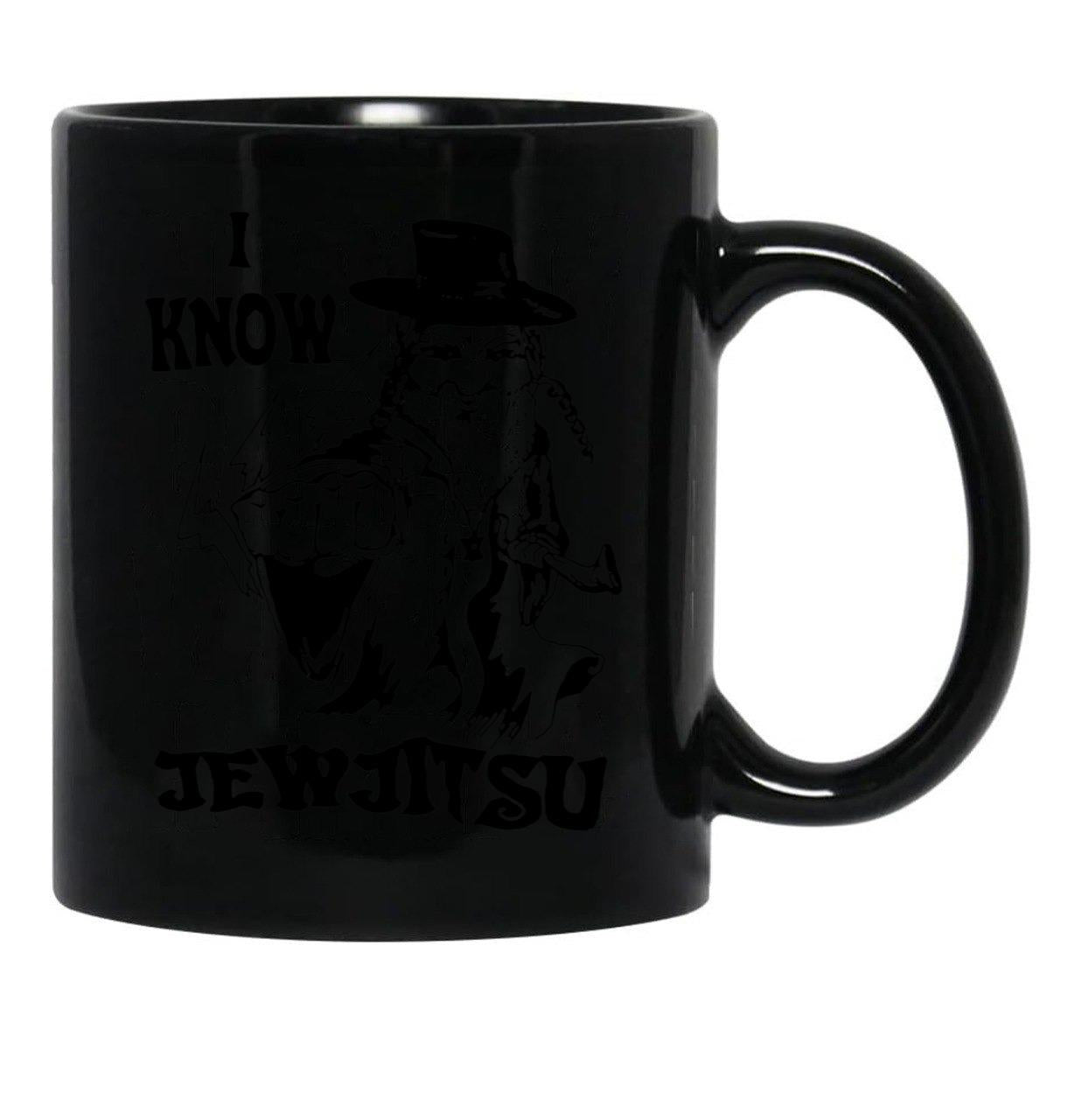 I Know Jew Jitsu Funny Gift Jews Rabbi Black Coffee Mug, Gift Coffee Mug - Black
