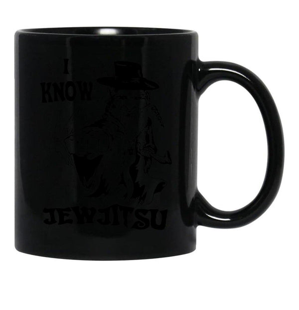 I Know Jew Jitsu Funny Gift Jews Rabbi Black Coffee Mug, Gift Coffee Mug - Black