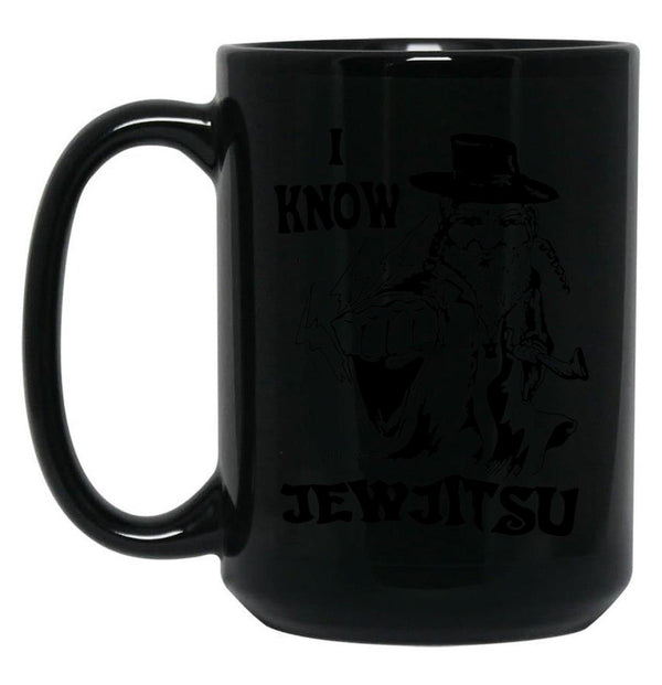 I Know Jew Jitsu Funny Gift Jews Rabbi Black Coffee Mug, Gift Coffee Mug - Black