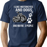 I Like Motorcycles And Dogs And Maybe 3 People Shirt1 T-Shirt for Men & Women, T-Shirts Graphic Tee - Navy