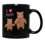 I Love Mom Bears Black Coffee Mug - Black