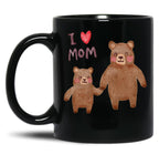 I Love Mom Bears Black Coffee Mug