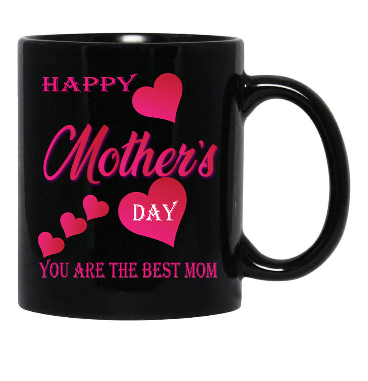 I Love Mom - Mother'S Day Black Gift Coffee Mug - Black
