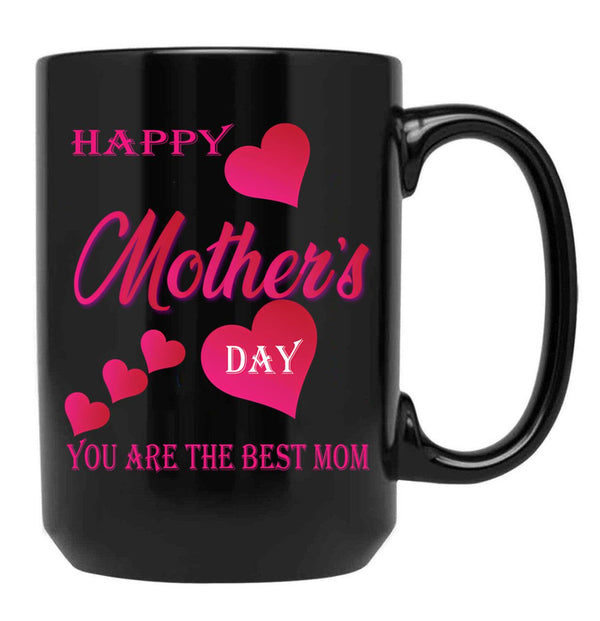 I Love Mom - Mother'S Day Black Coffee Mug - Black