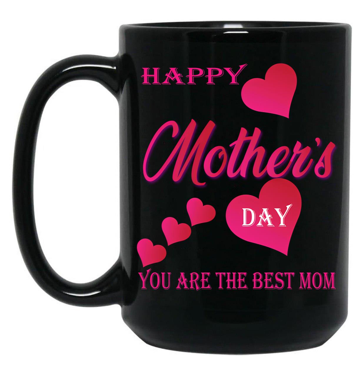 I Love Mom - Mother'S Day Black Gift Coffee Mug