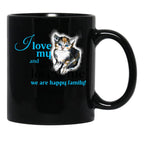 I Love My Cat And She Loves Me We Are Happy Family Funny Text On Gift Present Idea Cats Lovers Kitten Cute Illustration Black Gift Coffee Mug - Black