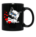 I Love My Cat Black Gift Coffee Mug - Black