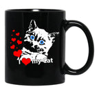 I Love My Cat Black Gift Coffee Mug - Black