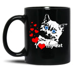 I Love My Cat Black Gift Coffee Mug