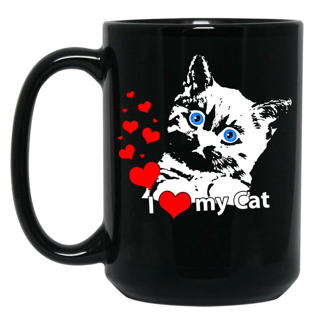 I Love My Cat Black Gift Coffee Mug