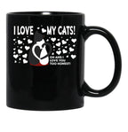 I Love My Cats Valentines Day Black Gift Coffee Mug - Black
