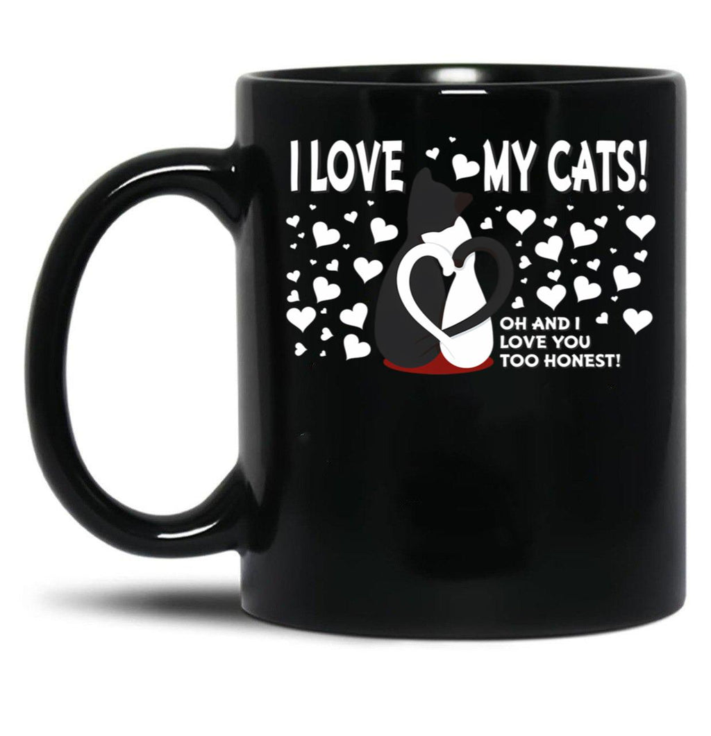 I Love My Cats Valentines Day Black Gift Coffee Mug