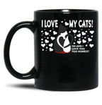 I Love My Cats Valentines Day Black Gift Coffee Mug