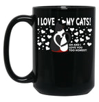 I Love My Cats Valentines Day Black Gift Coffee Mug