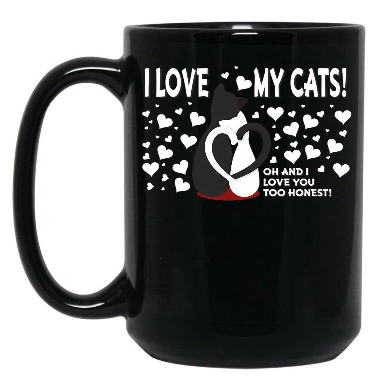 I Love My Cats Valentines Day Black Gift Coffee Mug