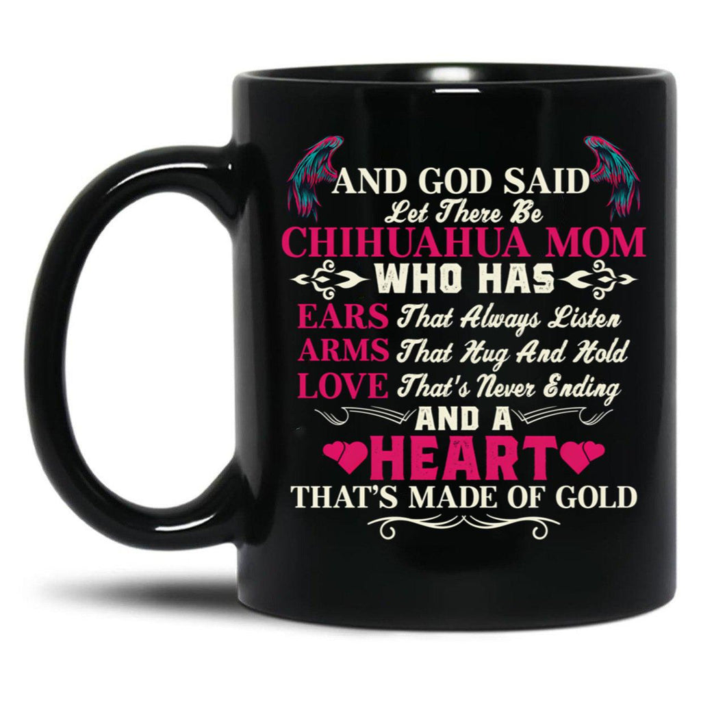 I Love My Dogs Chihuahua Mom Black Coffee Mug