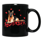 I Love My German Shepherd Dog Dog Mom Dog Dad Valentine Black Coffee Mug - Black
