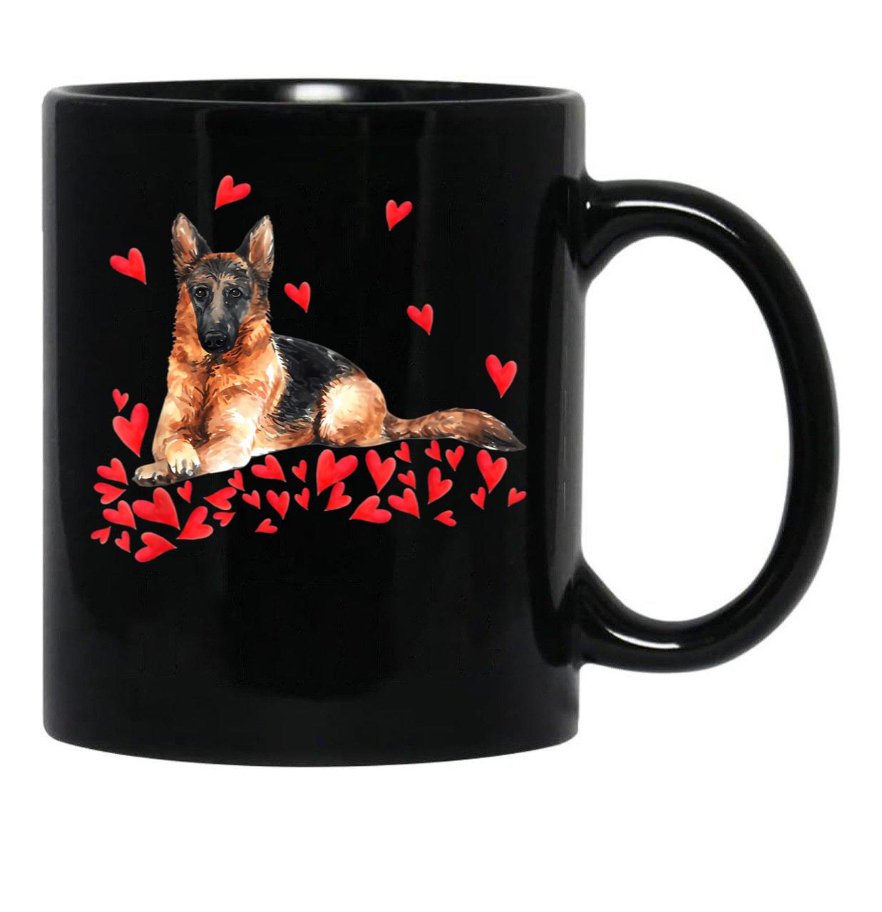 I Love My German Shepherd Dog Dog Mom Dog Dad Valentine Black Coffee Mug - Black