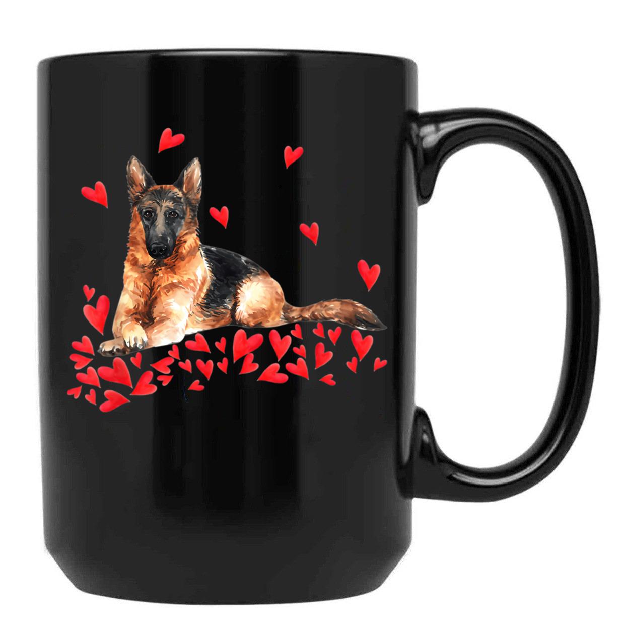 I Love My German Shepherd Dog Dog Mom Dog Dad Valentine Black Gift Coffee Mug - Black