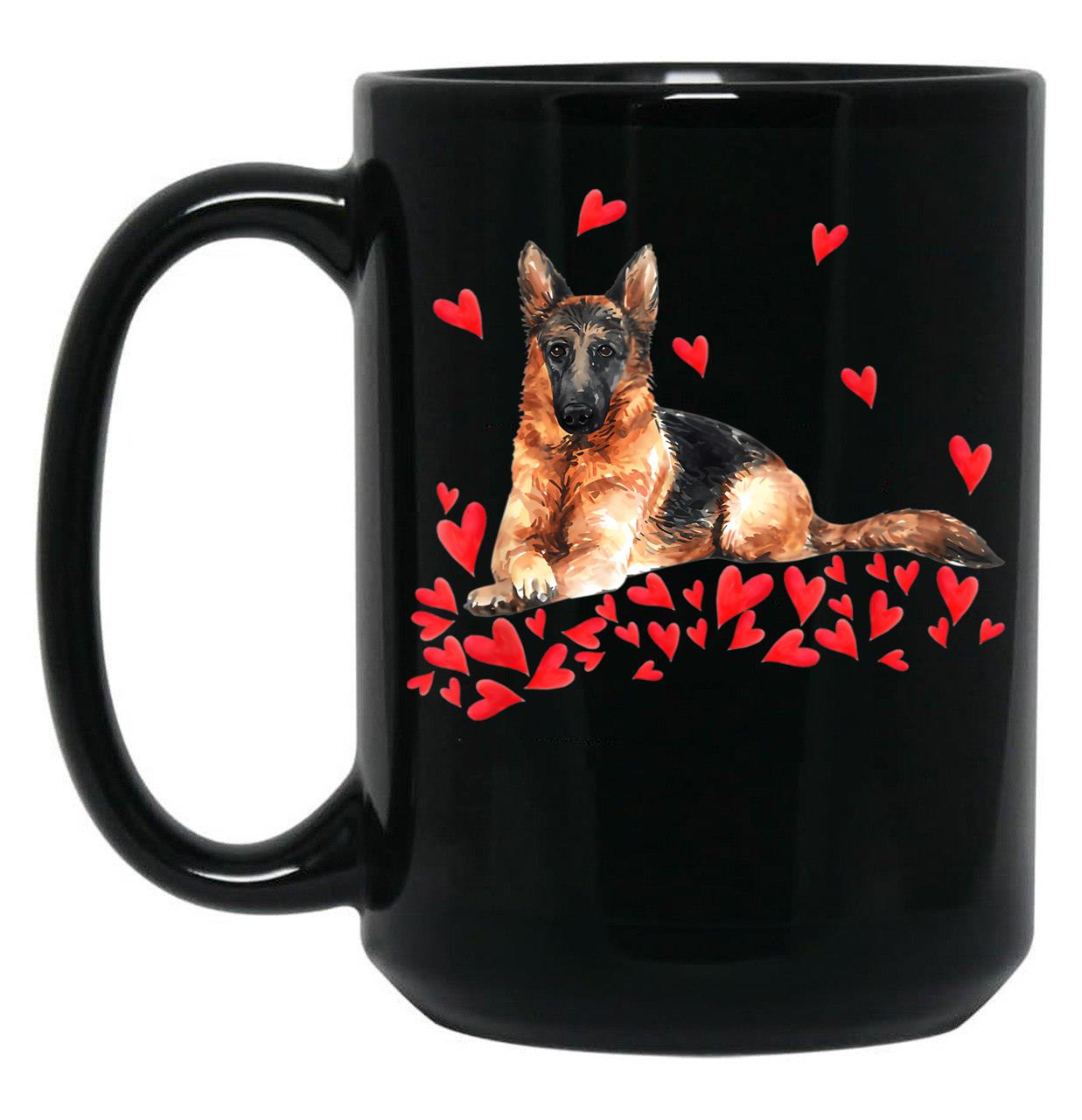 I Love My German Shepherd Dog Dog Mom Dog Dad Valentine Black Coffee Mug