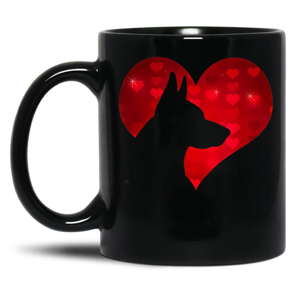 I Love My German Shepherd Dog Valentine'S Day Black Coffee Mug