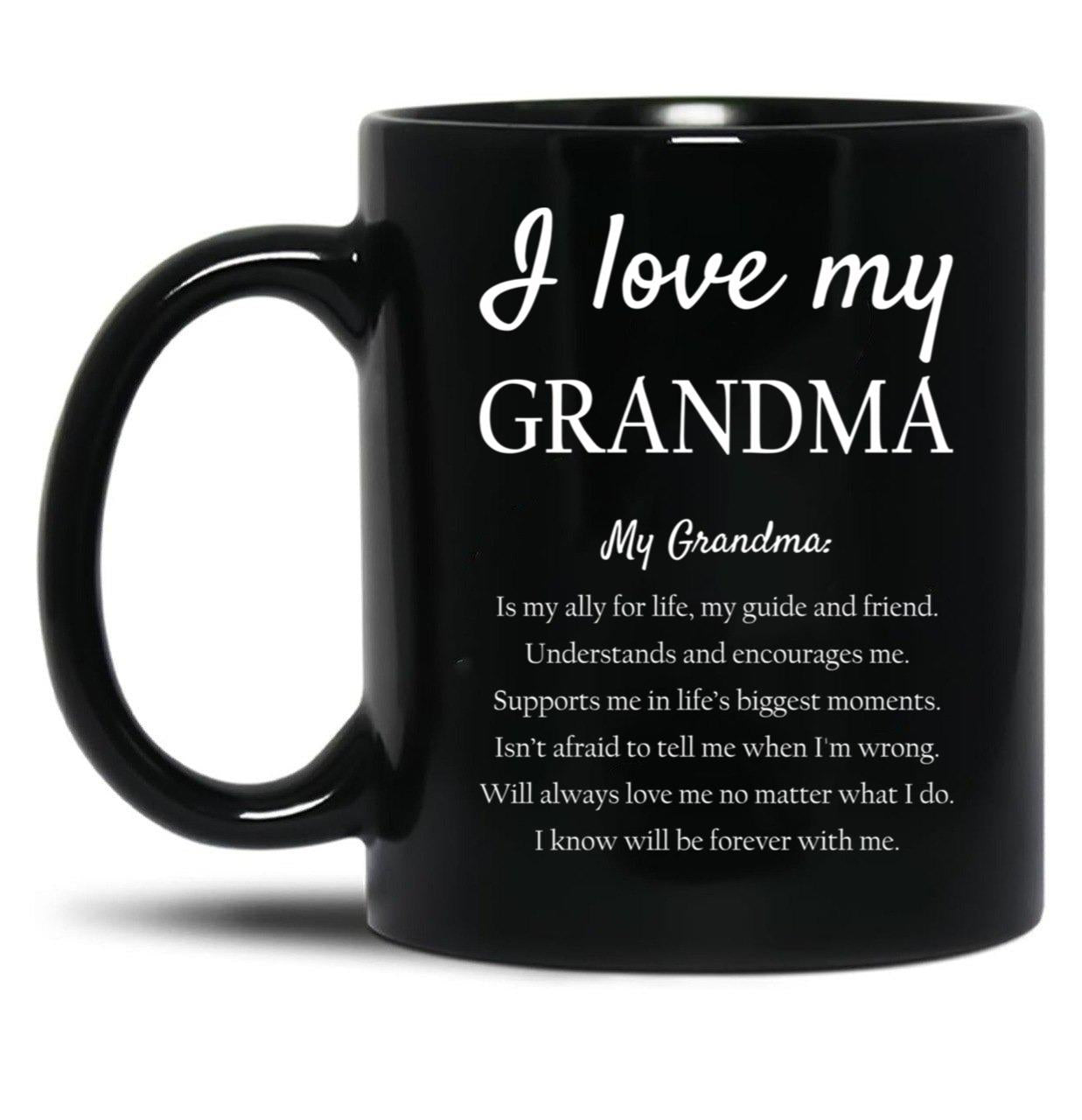 I Love My Grandma Black Coffee Mug