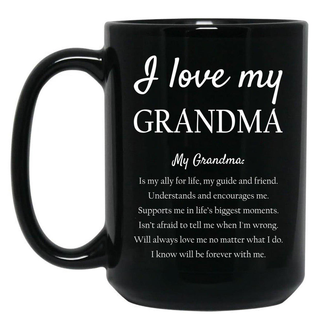 I Love My Grandma Black Coffee Mug