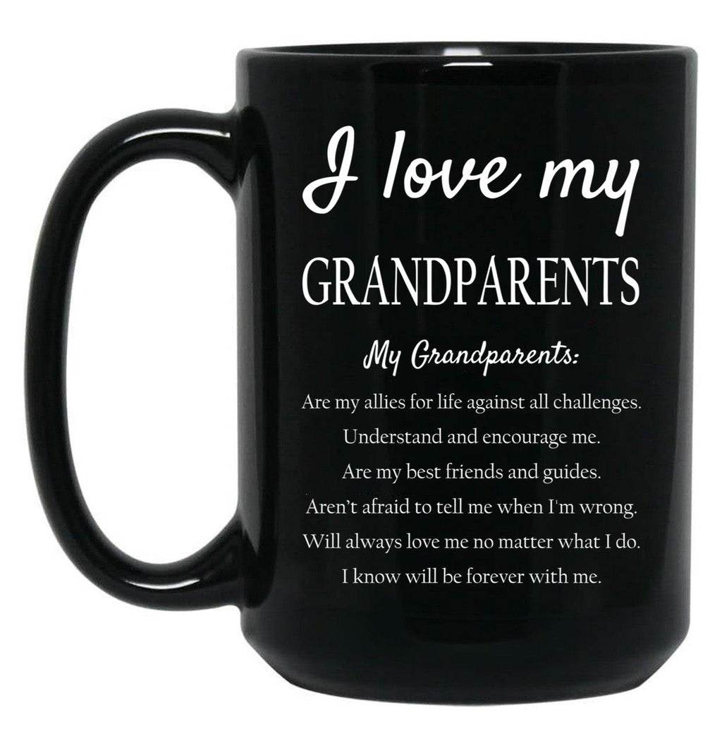 I Love My Grandparents Black Coffee Mug