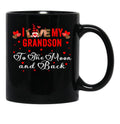 I Love My Grandson To The Moon And Back Black Coffee Mug - Black