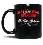 I Love My Grandson To The Moon And Back Black Coffee Mug