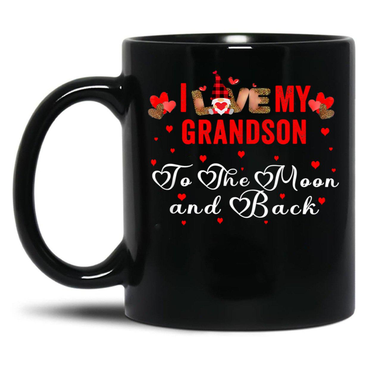 I Love My Grandson To The Moon And Back Black Coffee Mug