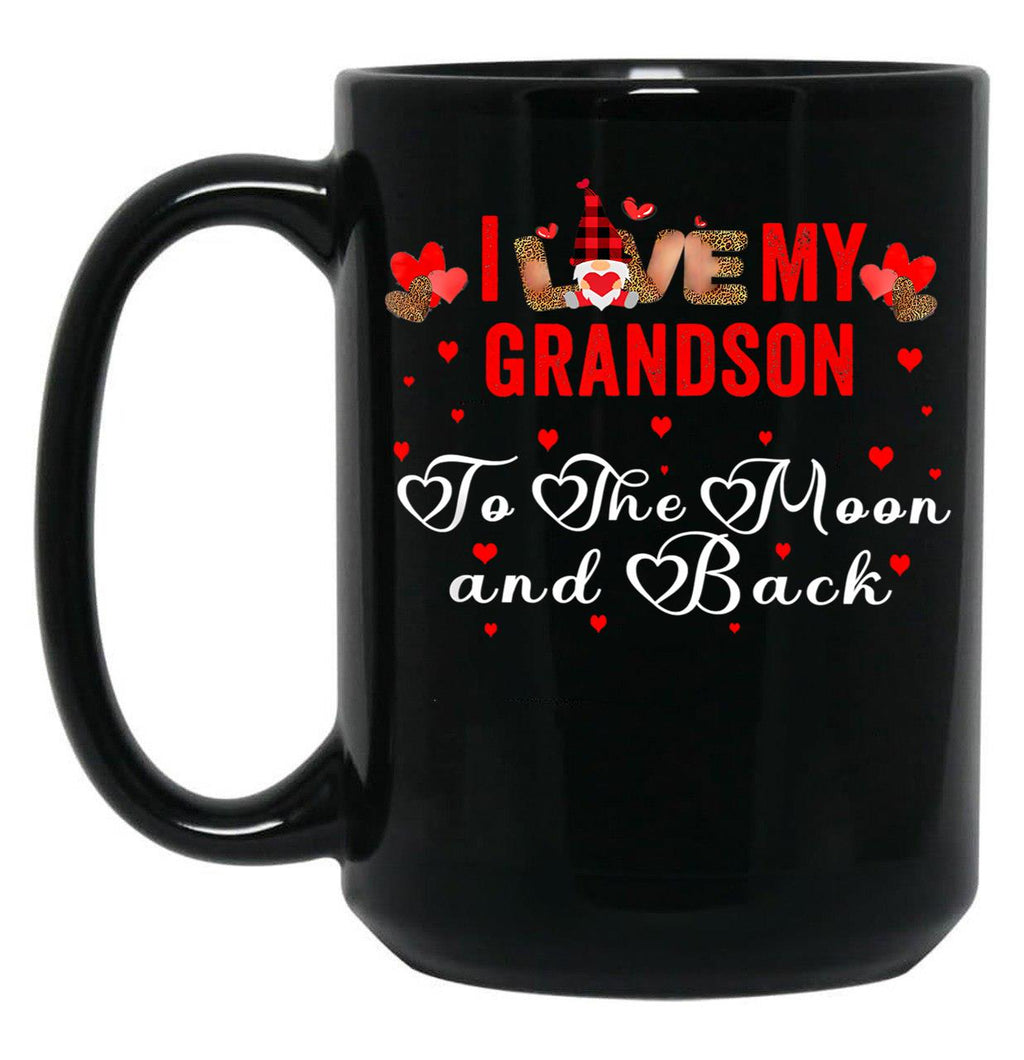 I Love My Grandson To The Moon And Back Black Coffee Mug