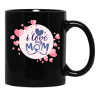 I Love My Mom Cute Mothers Day Design Black Coffee Mug - Black