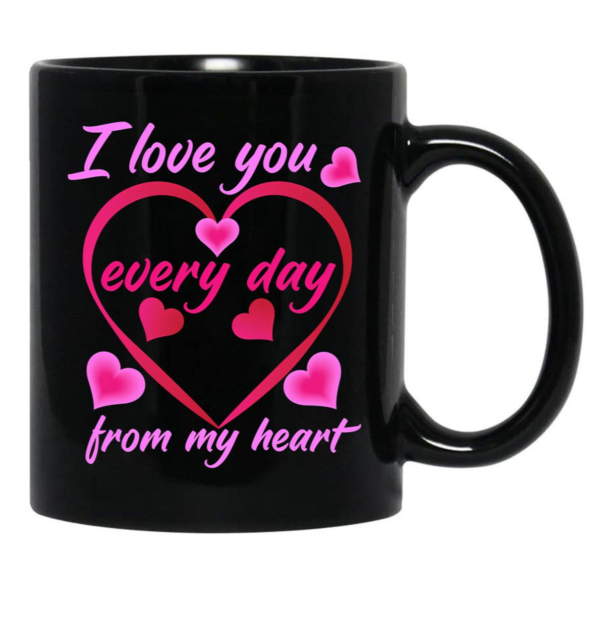 I Love My Mom Every Day Black Coffee Mug - Black