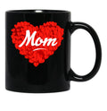 I Love My Mom Is My Valentine Day Heart Son Daughter Gift Black Coffee Mug - Black