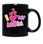 I Love My Mom Mother'S Day Heartfelt Design Black Coffee Mug - Black