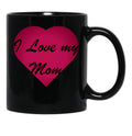 I Love My Mom Stickers Black Coffee Mug - Black
