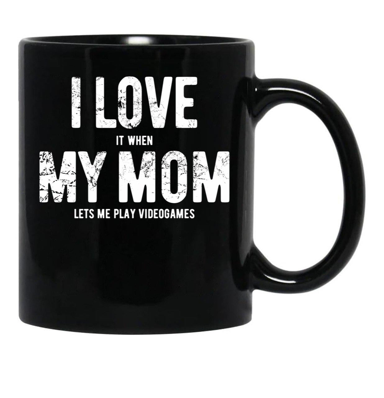 I Love My Mom - Videogames - Gift Black Coffee Mug - Black