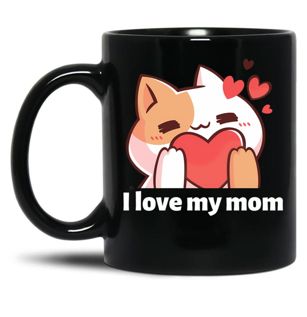I Love My Mom (16) Black Coffee Mug