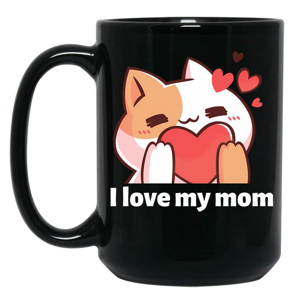 I Love My Mom (16) Black Coffee Mug