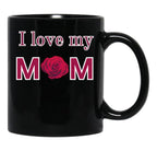 I Love My Mom (17) Black Coffee Mug - Black