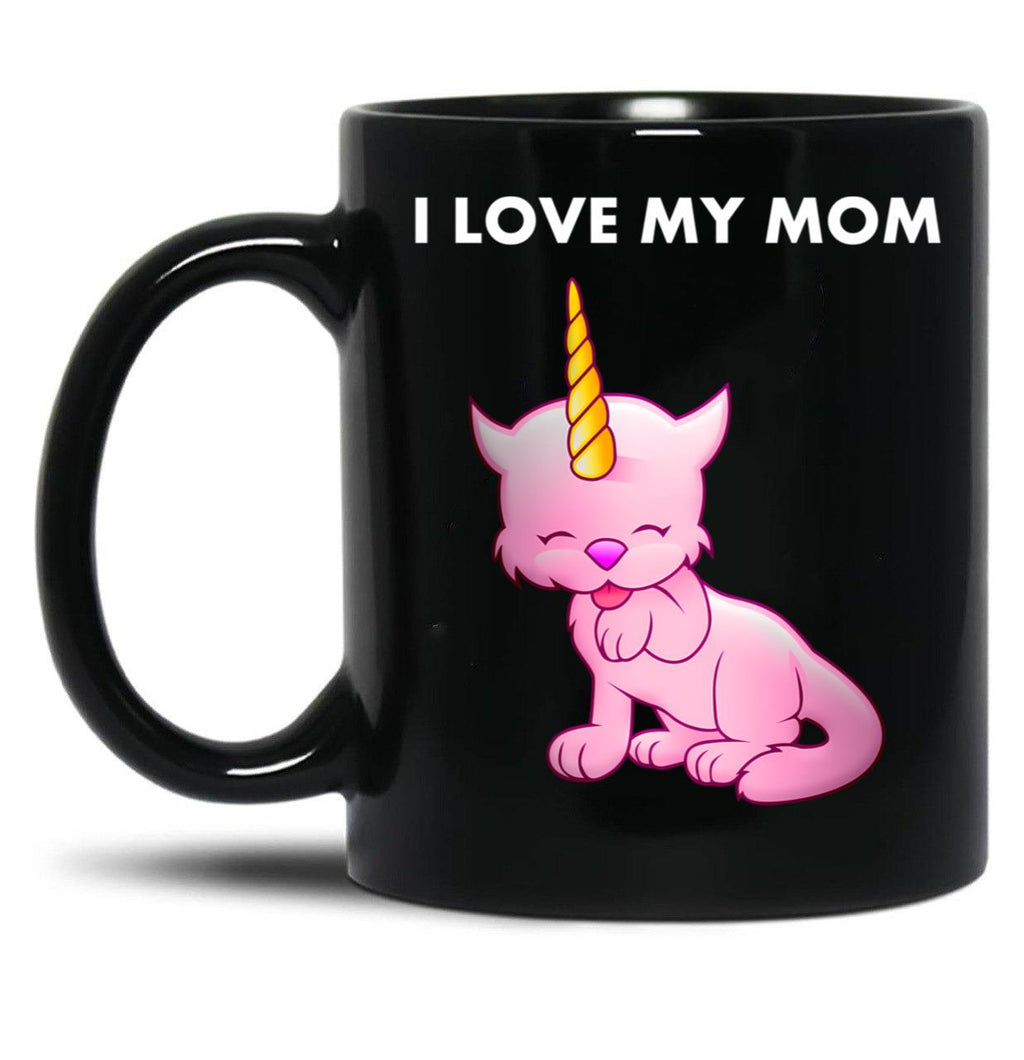 I Love My Mom (1) Black Coffee Mug
