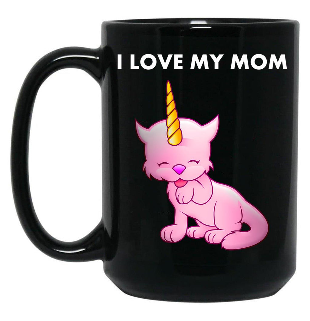 I Love My Mom (1) Black Coffee Mug
