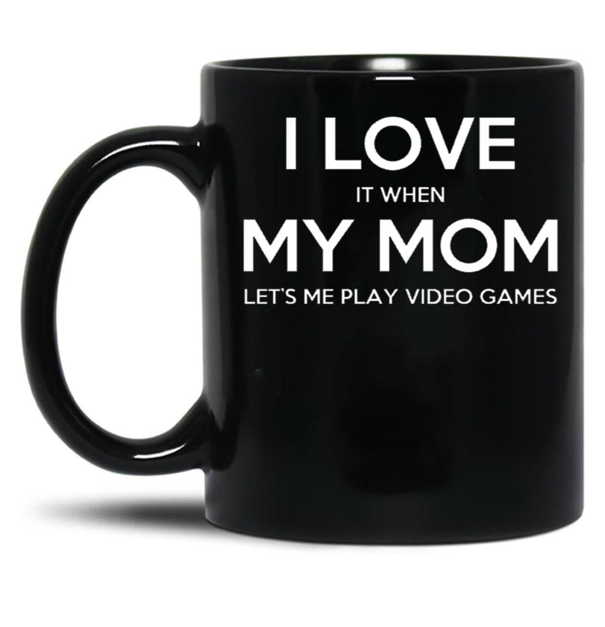 I Love My Mom (25) Black Coffee Mug