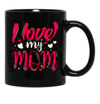 I Love My Mom (26) Black Coffee Mug - Black