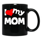 I Love My Mom (2) Black Coffee Mug - Black